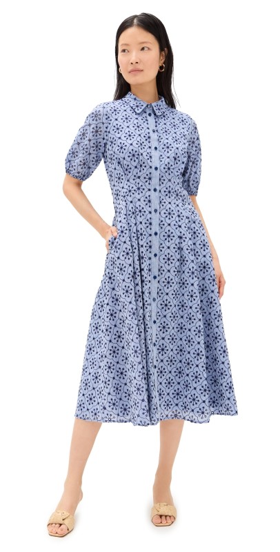 Shoshanna Trenton Dress Cerulean/Navy
