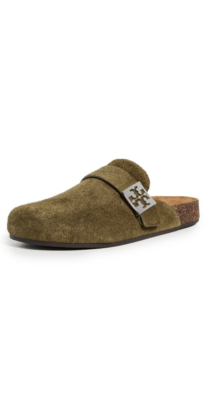 Tory Burch Mellow Mules Wild Olive/Silver