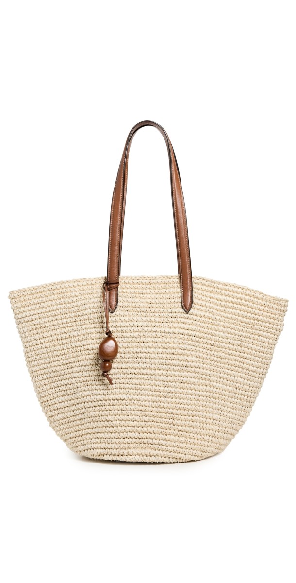 Hunting Season Market Tote In Fique Natural White/Cognac