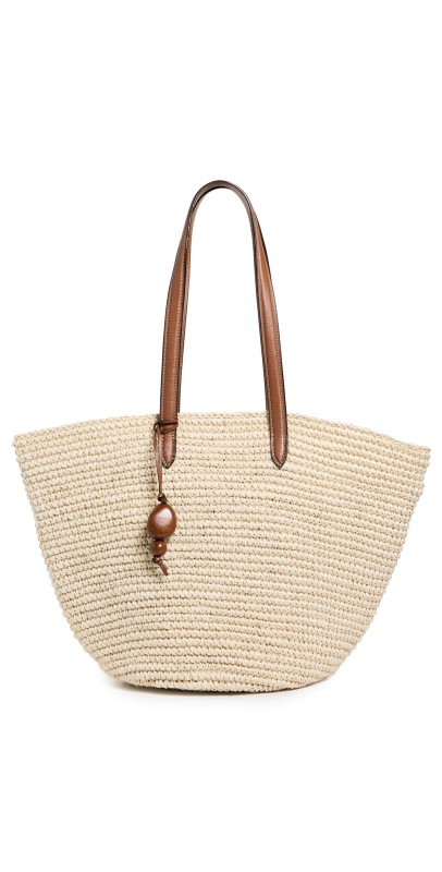 Hunting Season Market Tote In Fique Natural White/Cognac