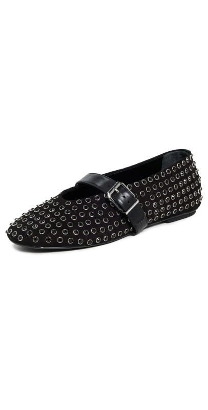 Schutz Eiza Shine Flats Black