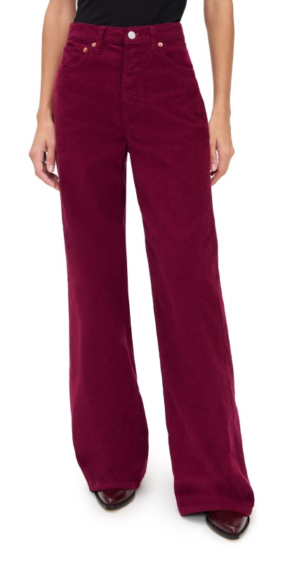 RE/DONE High Rise Wide Leg Corduroy Pants Beet Cord
