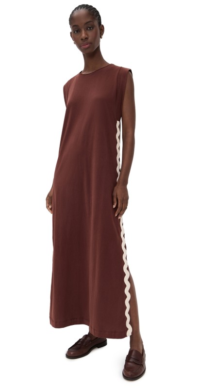 Dress To Dress With Wavy Detail Brown