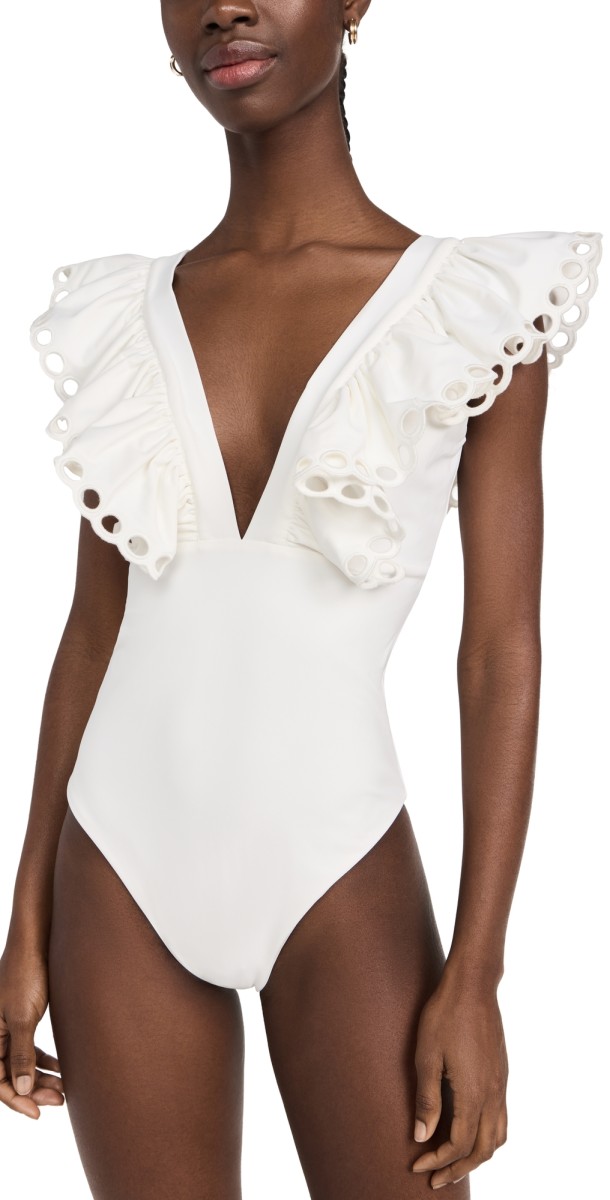 Sea Solid Scallop One Piece White