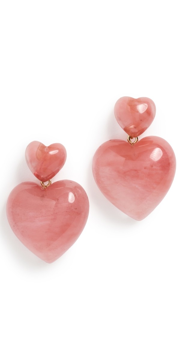 LELET NY Gigi Stone Heart Earrings Cherry Quart