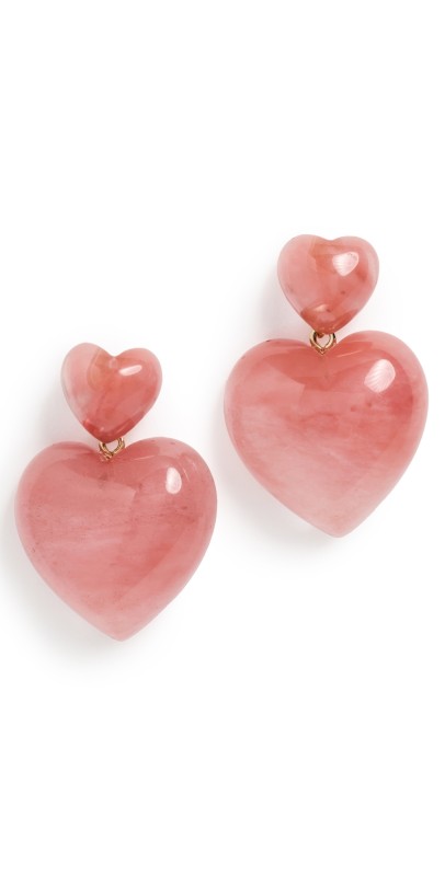 LELET NY Gigi Stone Heart Earrings Cherry Quart