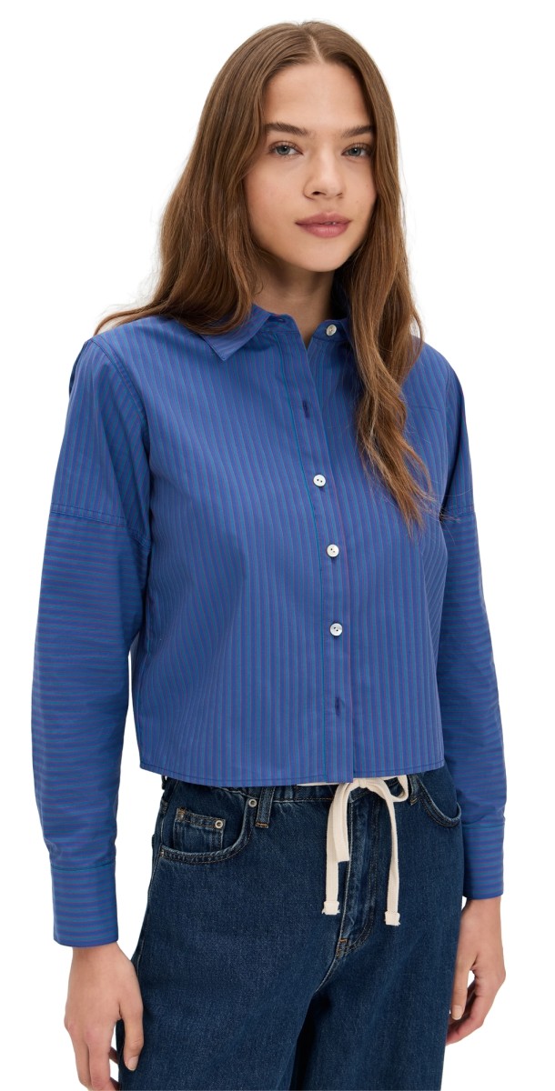HEVRON Amita Top Denim Wine Stripe
