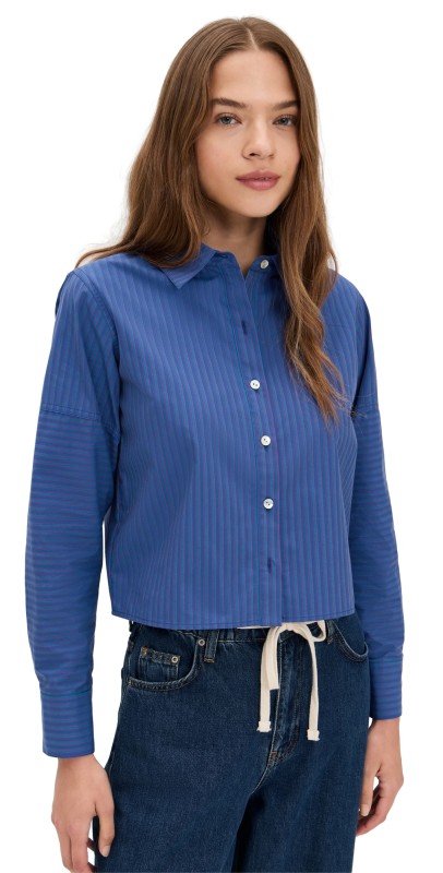 HEVRON Amita Top Denim Wine Stripe