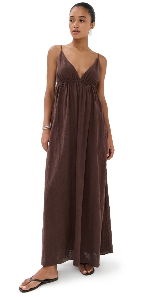 STAUD Hanna Dress Dark Chocolate