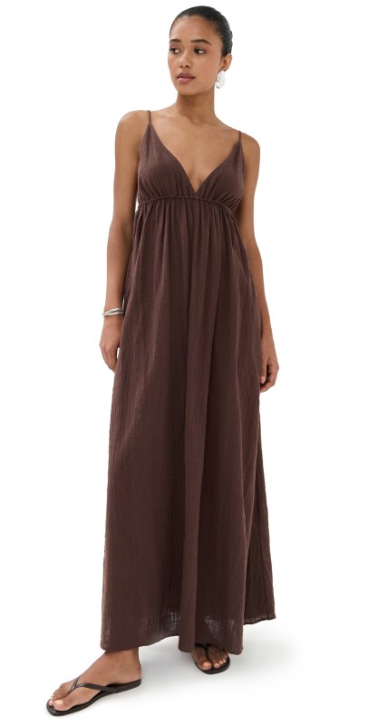 STAUD Hanna Dress Dark Chocolate