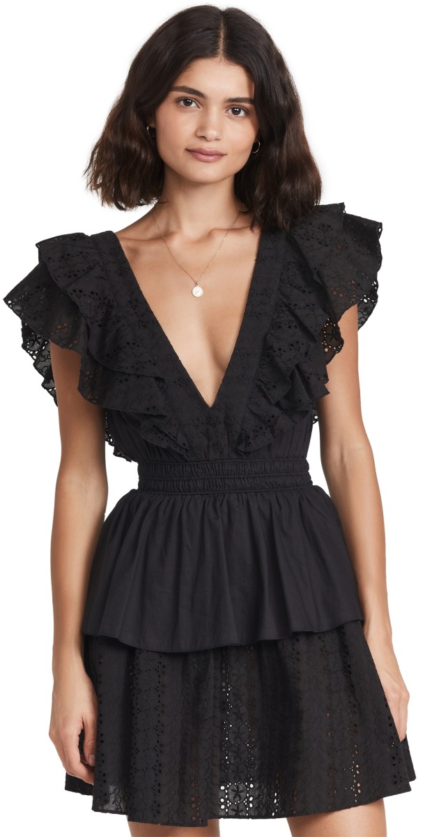 Playa Lucila Ruffle Mini Dress Black