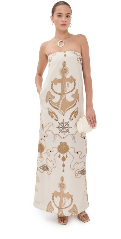 Isla & White Filmena Silk Dress White Golden Hour