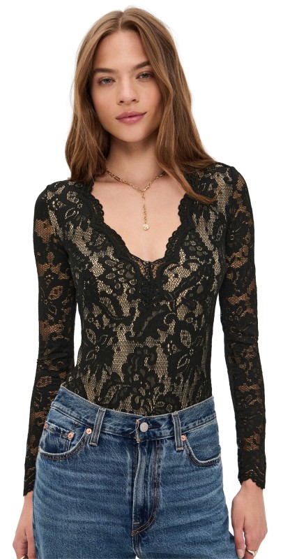 Generation Love Alessia Lace Bodysuit Black/Beige