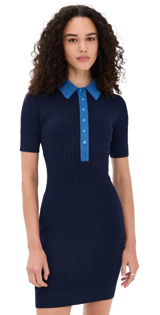 Good American Cable Knit Mini Dress Midnight002