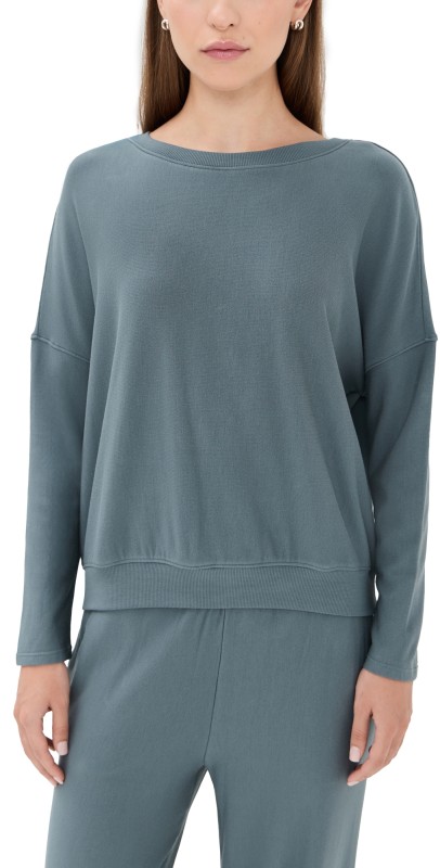 Eberjey Softest Sweats Pullover Stone Blue