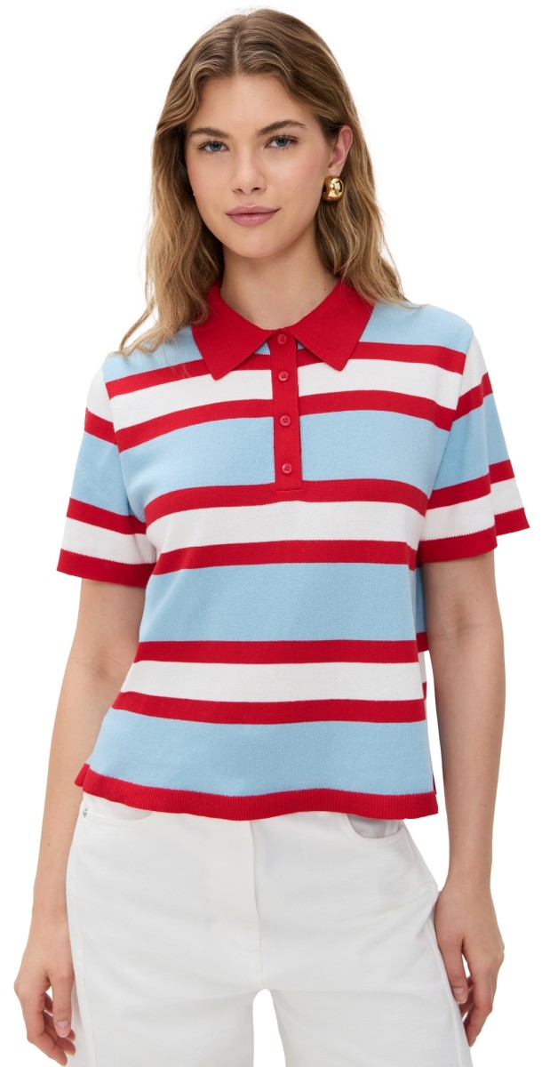 alice + olivia Tillie Striped Polo Multi