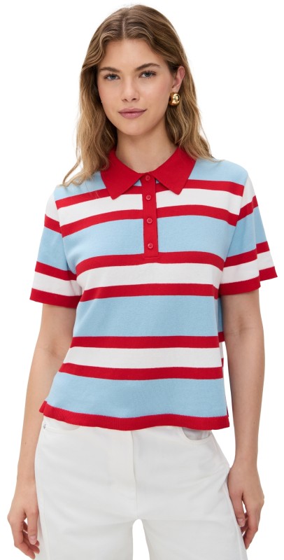 alice + olivia Tillie Striped Polo Multi