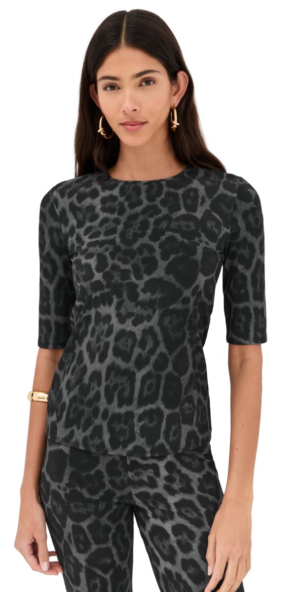 Stella McCartney Leopard Print Top Ash Grey