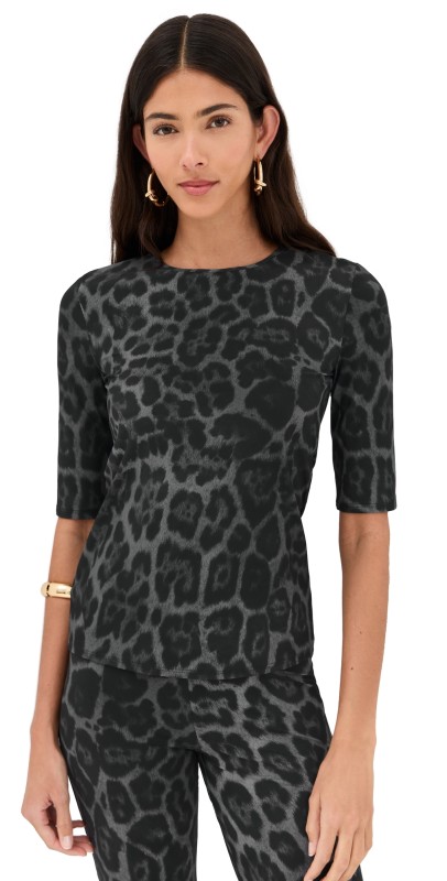 Stella McCartney Leopard Print Top Ash Grey