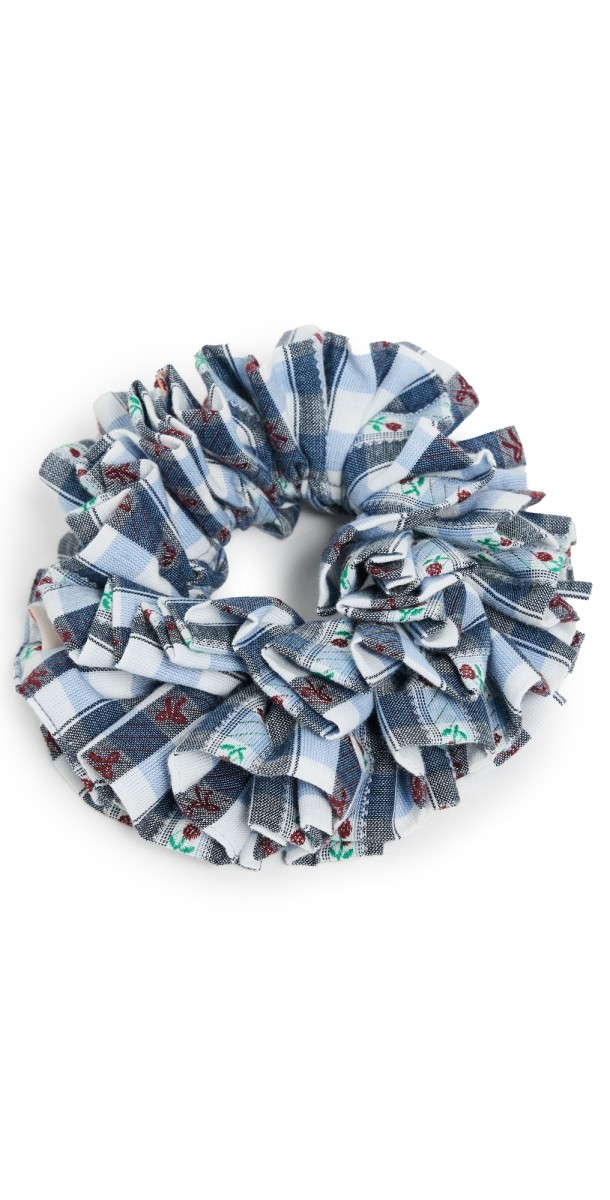 Damson Madder Garter Scrunchie Navy Margot Gingham