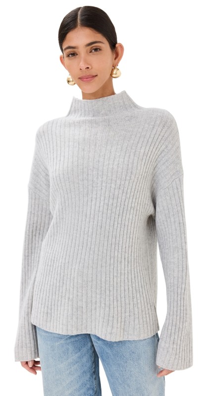 Reformation Lawson Oversized Cashmere Turtleneck Foggy