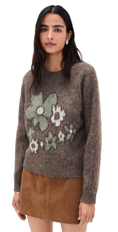 ASTR the Label Conetta Sweater Brown Green Floral