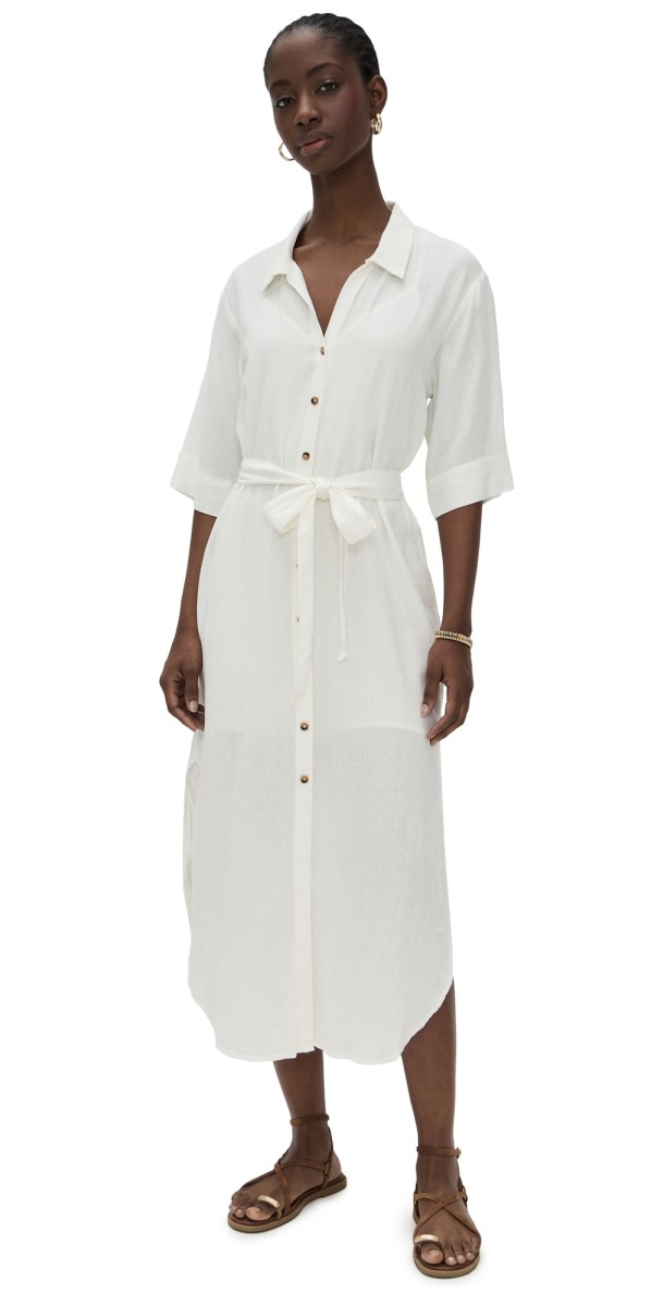 Z Supply Brise Linen Midi Dress White