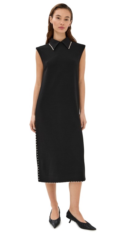 Jil Sander Sleevless Dress with Studs Black