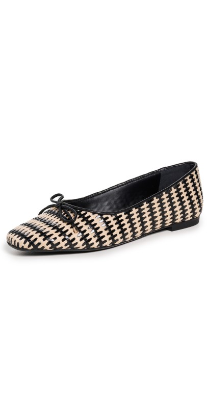 Schutz Arissa Straw Flats Black
