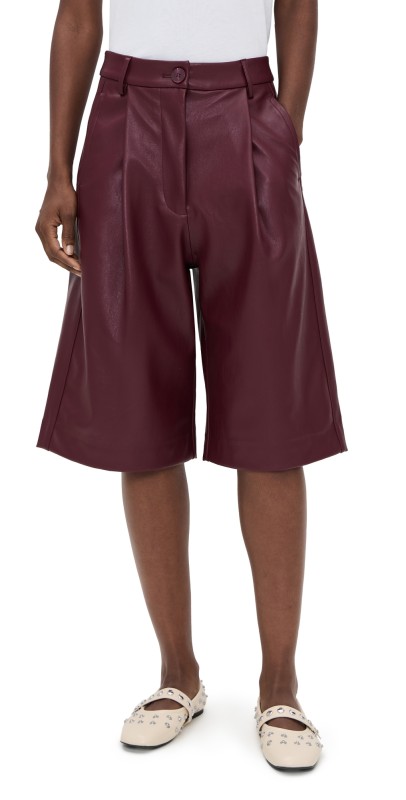 ESSENTIEL ANTWERP Itop Faux Leather Shorts Margot Mauve