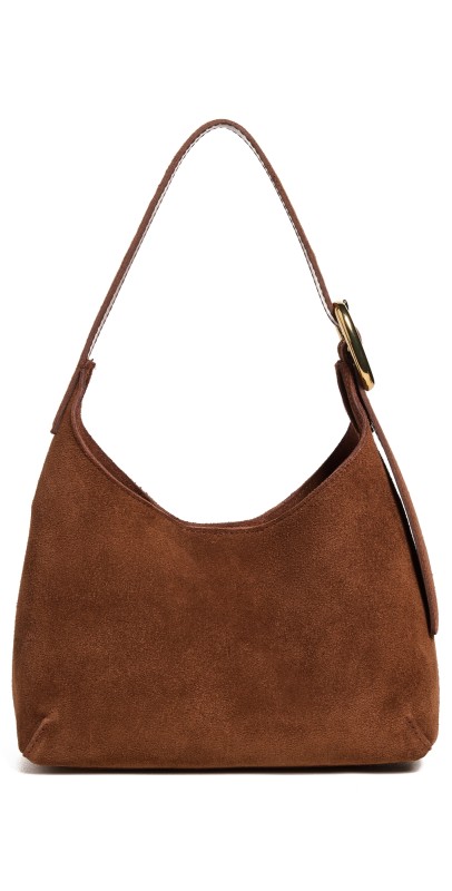 Madewell Puffy Buckle Shoulder Suede Soft Mahogany