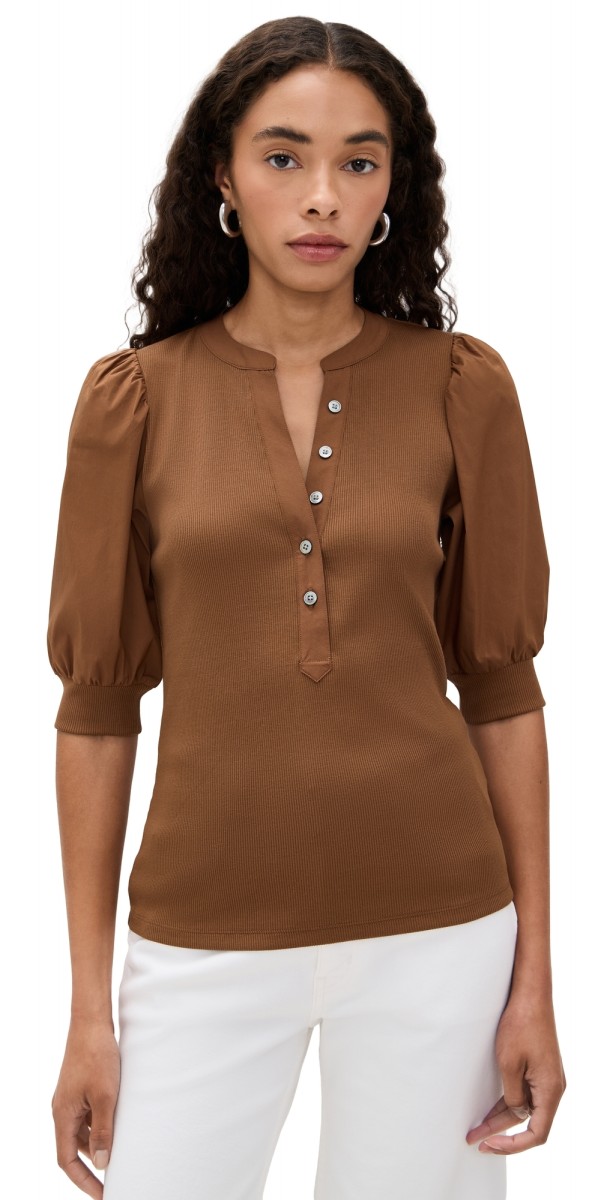 Veronica Beard Jean Coralee Top Mahogany
