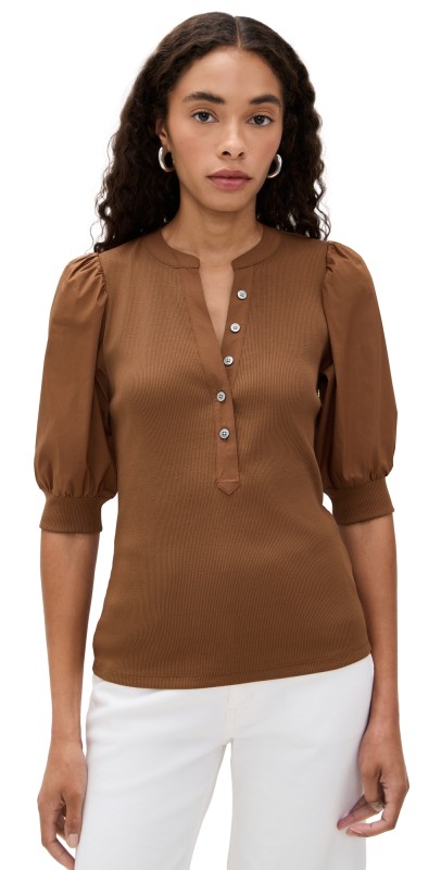 Veronica Beard Jean Coralee Top Mahogany