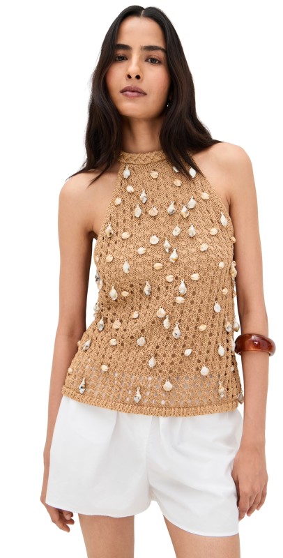 SIMONMILLER Bahi Crochet Top Natural
