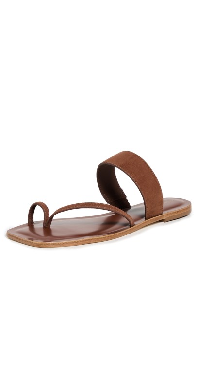 Reformation Sawyer Flat Sandals Walnut Suede
