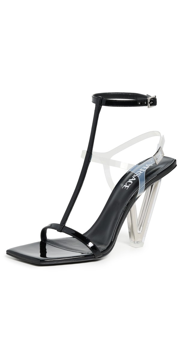 Versace Sandals T.105 Calf Leather 1B00P-Black-Palladium