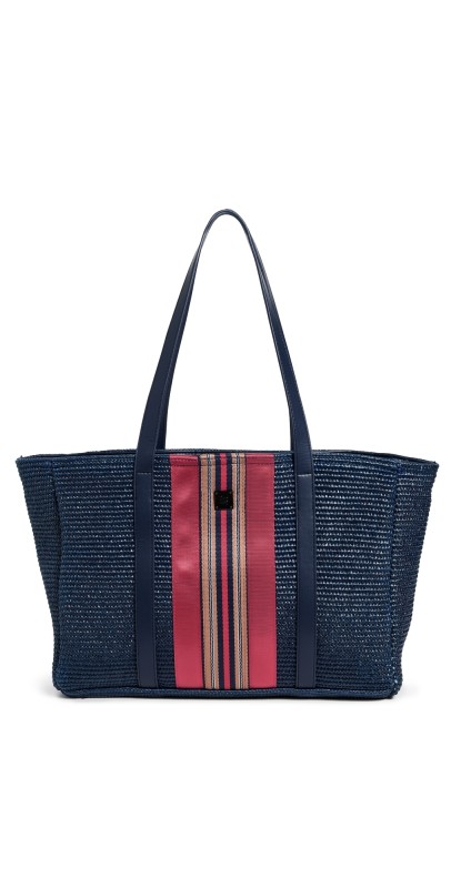 Think Royln Coastal Escape Tote Navy Raffia