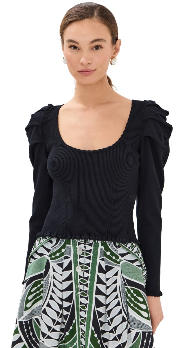 FARM Rio Black Knit Blouse Black