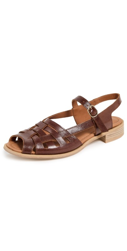 Naguisa Manto Flat Sandals Brown Varnish