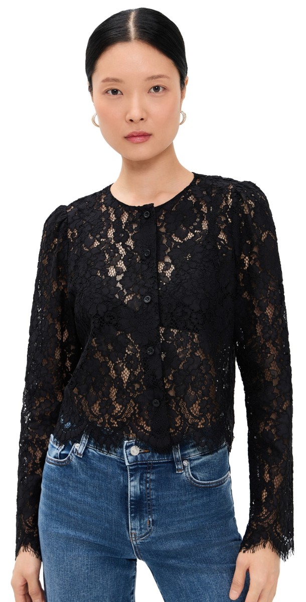 FRAME The Lace Blouse Black