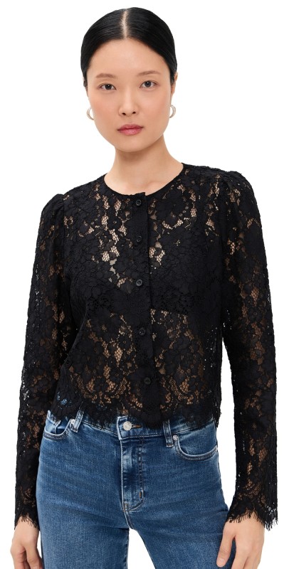 FRAME The Lace Blouse Black