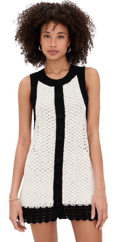 Ramy Brook Chelsea Dress Ivory/Black Colorblock