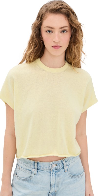 White + Warren Organic Cotton Blend Easy T-Shirt Lemon Sorbet