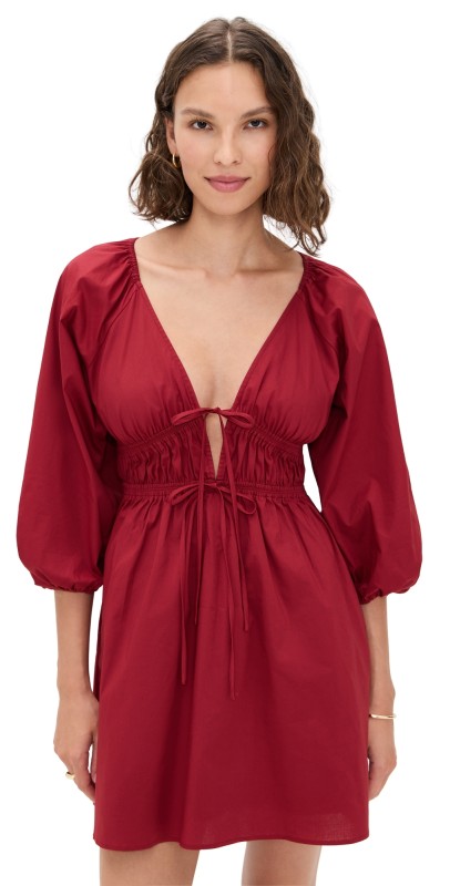 WAYF Leighton Mini Dress Crimson