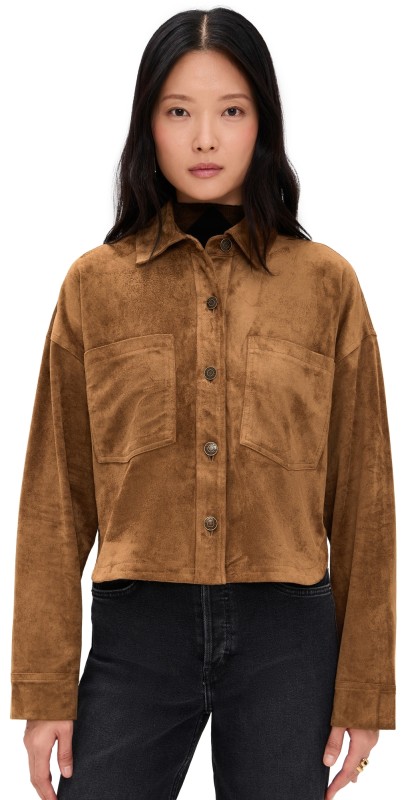 Z Supply All Day Cropped Suede Jacket Coconut