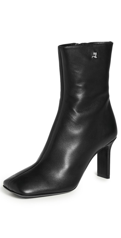 Courrèges Square Toe Nappa Ankle Boots 80mm Black