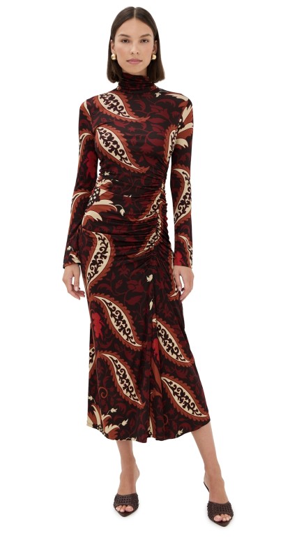 Johanna Ortiz Start Point Ankle Dress Black/Mocha/Sand/Red