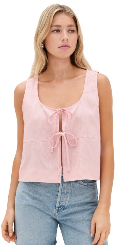 VRG GRL Nessa Linen Smock Top Pink