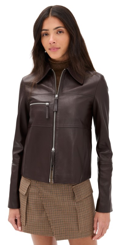 Proenza Schouler White Label Annabel Jacket In Leather Chocolate