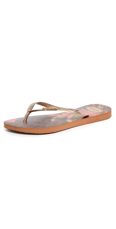 Havaianas Slim Animal Floral Fusion Flip Flops Rust